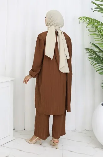 Ensemble Deux Pièces Tunique Et Pantalon Froncé 2089-04 Tan 2089-04