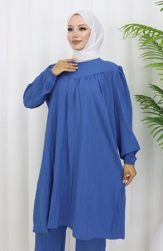 Ensemble Deux Pièces Tunique Et Pantalon Froncés 2089-05 Indigo 2089-05