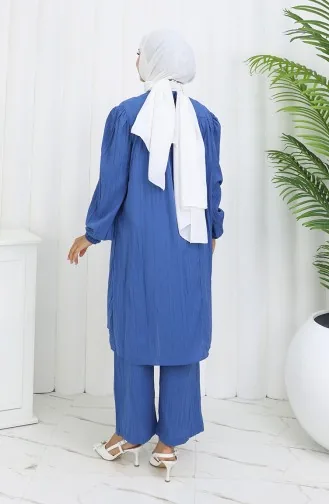 Ensemble Deux Pièces Tunique Et Pantalon Froncés 2089-05 Indigo 2089-05