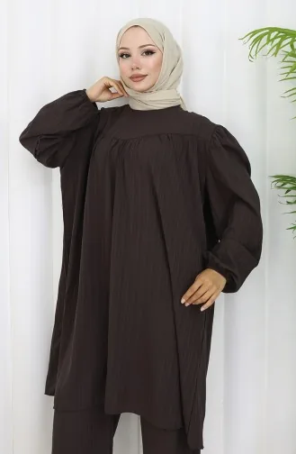 Ensemble Deux Pièces Tunique Et Pantalon Froncés 2089-06 Bitter Brown 2089-06