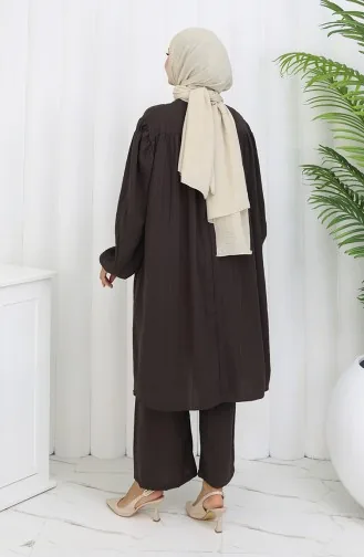 Ensemble Deux Pièces Tunique Et Pantalon Froncés 2089-06 Bitter Brown 2089-06