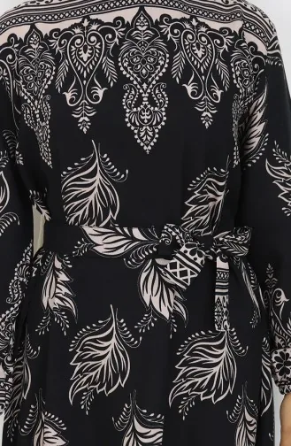 Patterned Belted Dress 2092-01 Black Mink 2092-01