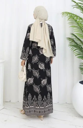 Patterned Belted Dress 2092-01 Black Mink 2092-01