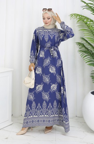 Navy Blue Hijab Dress 2092-04