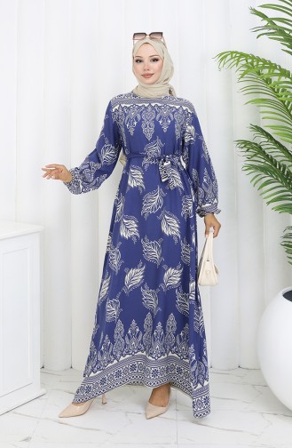 Navy Blue Hijab Dress 2092-04