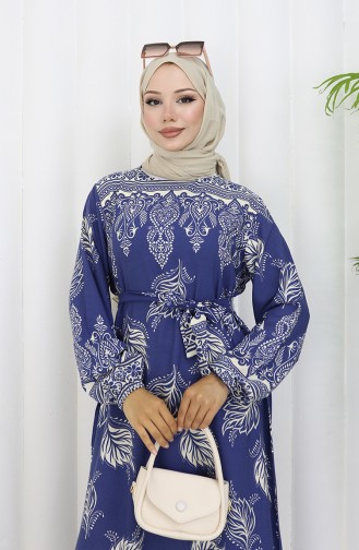 Navy Blue Hijab Dress 2092-04