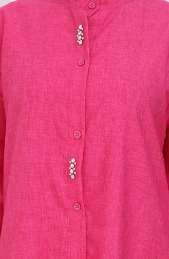 Taşlı Tunik Pantolon İkili Takım 2090-01 Fuşya