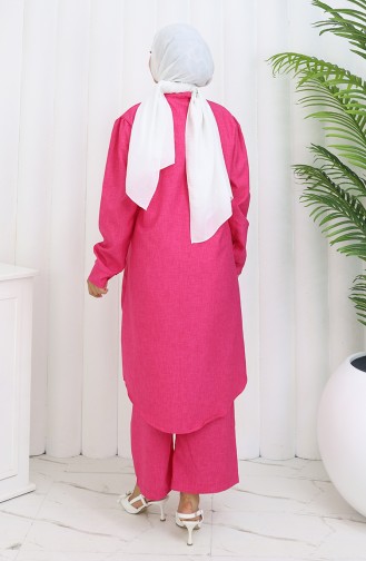 Taşlı Tunik Pantolon İkili Takım 2090-01 Fuşya