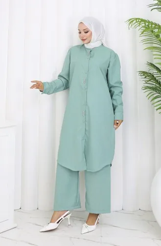 Taşlı Tunik Pantolon İkili Takım 2090-02 Çağla Yeşili