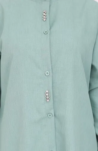 Taşlı Tunik Pantolon İkili Takım 2090-02 Çağla Yeşili