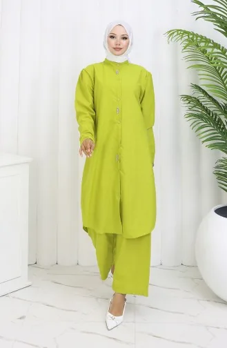 Taşlı Tunik Pantolon İkili Takım 2090-04 Yağ Yeşili