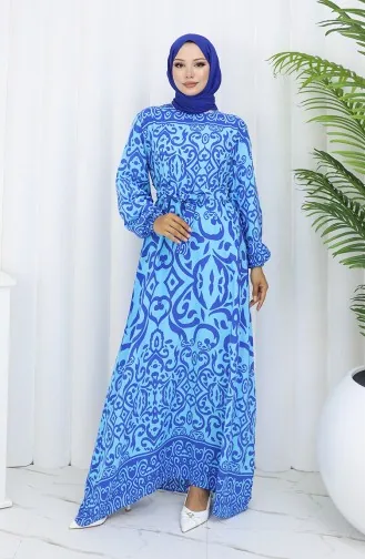 Gestreepte Jurk Met Riem 2091-04 Mintblauw Saxe 2091-04