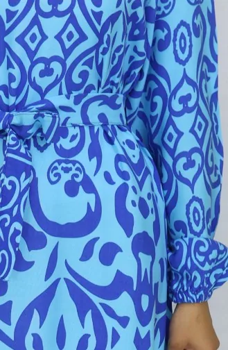 Gestreepte Jurk Met Riem 2091-04 Mintblauw Saxe 2091-04