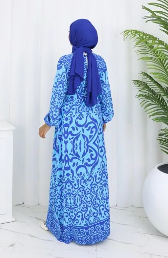 Gestreepte Jurk Met Riem 2091-04 Mintblauw Saxe 2091-04