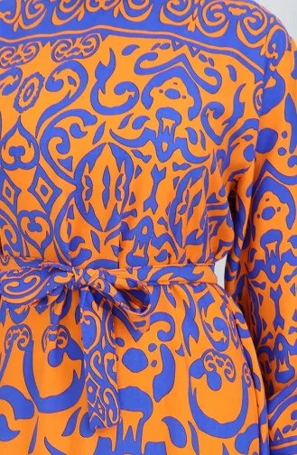 Gestreepte Jurk Met Riem 2091-06 Oranje Saxe 2091-06