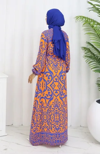 Gestreepte Jurk Met Riem 2091-06 Oranje Saxe 2091-06