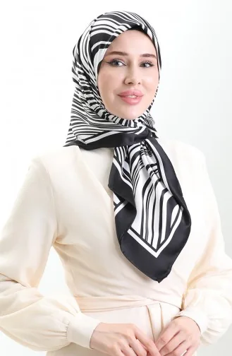 Dijital Rayon Eşarp 70301-05 Siyah Beyaz