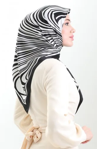 Dijital Rayon Eşarp 70301-05 Siyah Beyaz