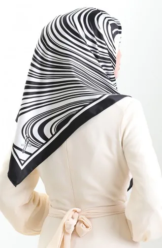 Dijital Rayon Eşarp 70301-05 Siyah Beyaz