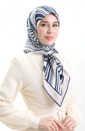 Dijital Rayon Eşarp 70301-13 Lacivert Bej