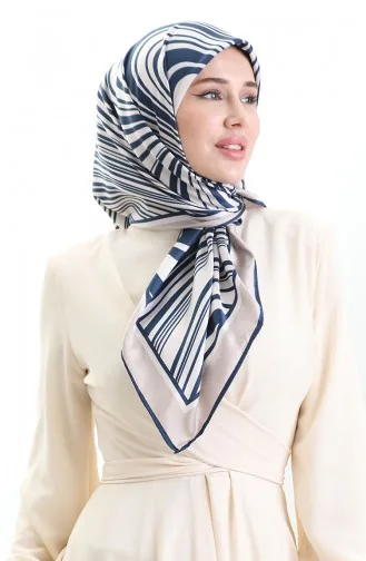 Dijital Rayon Eşarp 70301-13 Lacivert Bej