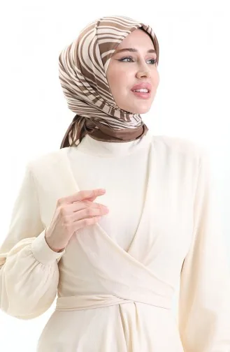 Dijital Rayon Eşarp 70301-14 Kahverengi Bej