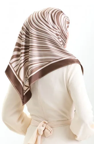 Dijital Rayon Eşarp 70301-14 Kahverengi Bej