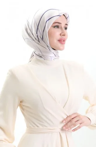 وشاح جان جان منقوش 70315-01 أزرق داكن أرجواني 70315-01