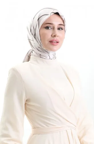 Desenli Jan Jan Eşarp 70315-02 Vizon Kahverengi