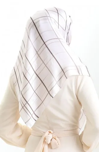 Desenli Jan Jan Eşarp 70315-02 Vizon Kahverengi