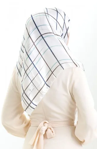 Desenli Jan Jan Eşarp 70315-09 Çağla Yeşili Lacivert