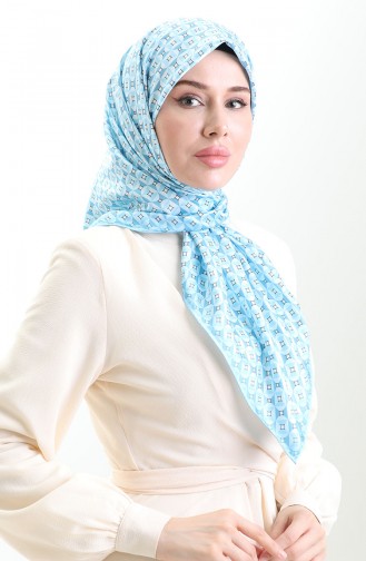 Dijital Rayon Eşarp 70307-02 Mavi
