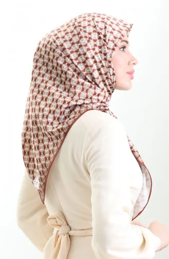 Dijital Rayon Eşarp 70307-06 Kahverengi