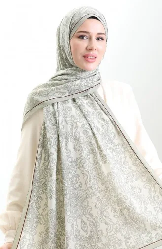 Châle En Crêpe Mio à Motif Karaca 81099-04 Vert Clair 81099-04