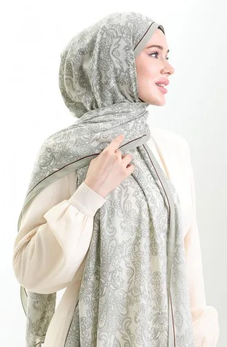 Châle En Crêpe Mio à Motif Karaca 81099-04 Vert Clair 81099-04