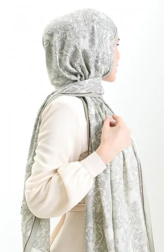 Châle En Crêpe Mio à Motif Karaca 81099-04 Vert Clair 81099-04