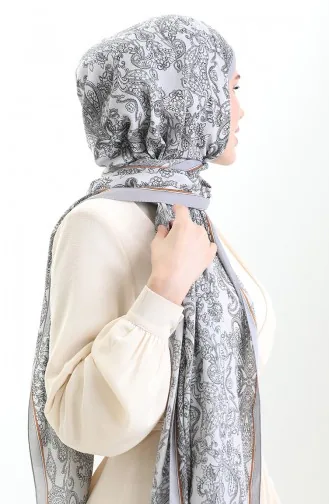 Mio Crepe Sjaal Met Karaca Patroon 81099-05 Grijs 81099-05