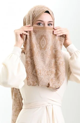 شال كريب ميو بنقشة كاراكا 81099-08 تربة 81099-08
