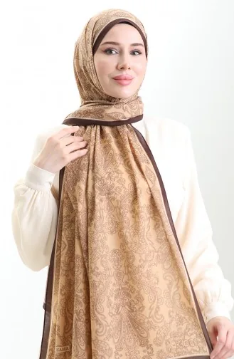 Karaca Desenli Mio Krep Şal 81099-12 Kahverengi Karamel