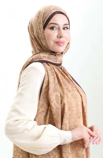 Karaca Desenli Mio Krep Şal 81099-12 Kahverengi Karamel