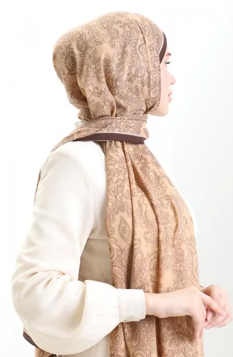 Karaca Desenli Mio Krep Şal 81099-12 Kahverengi Karamel