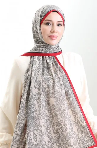 Châle En Crêpe Mio à Motif Karaca 81099-14 Rouge Crème 81099-14