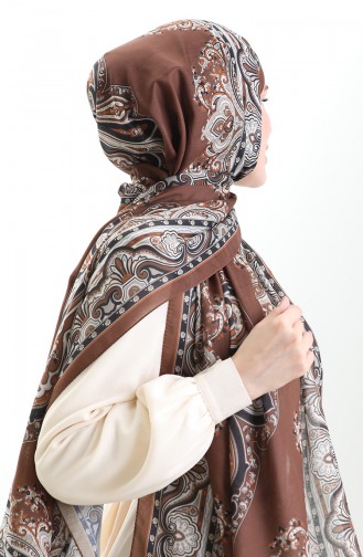 Karaca Desenli Cotton Şal 82002-02 Kahverengi Siyah