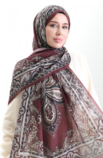 Karaca Desenli Cotton Şal 82002-03 Bordo Siyah