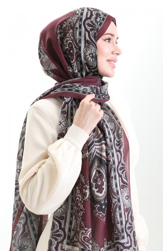 Karaca Desenli Cotton Şal 82002-03 Bordo Siyah