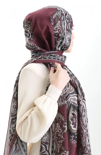 Karaca Gestreepte Katoenen Sjaal 82002-03 Bordeaux Rood Zwart 82002-03