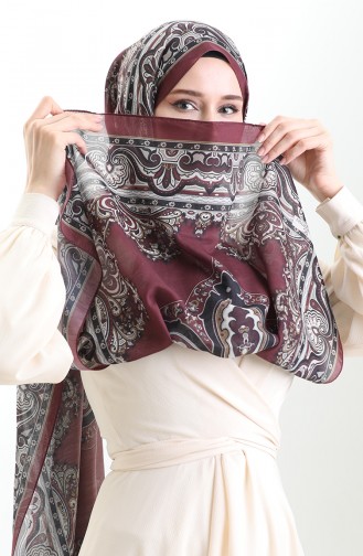 Karaca Desenli Cotton Şal 82002-03 Bordo Siyah