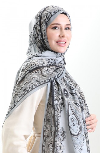 Karaca Desenli Cotton Şal 82002-04 Gri Siyah