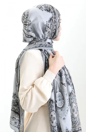Karaca Desenli Cotton Şal 82002-04 Gri Siyah