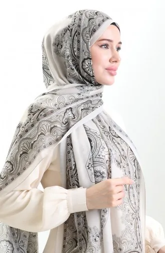 Karaca Desenli Cotton Şal 82002-05 Krem Siyah